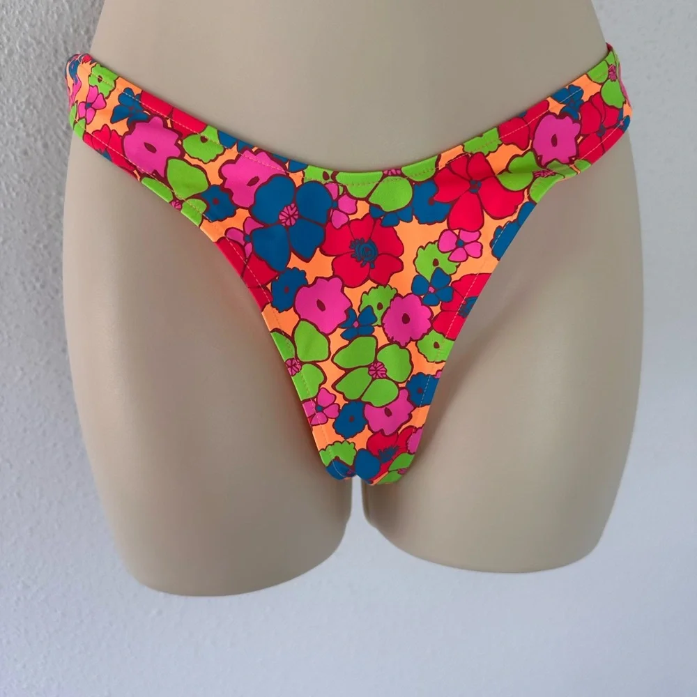 Frankies bikinis bright floral bikini L top S bottom